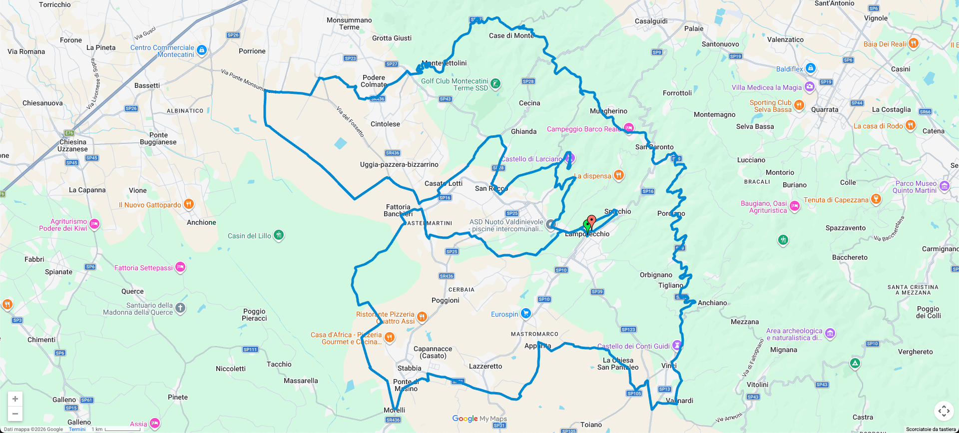 Mappa Percorso Lungo 78 km